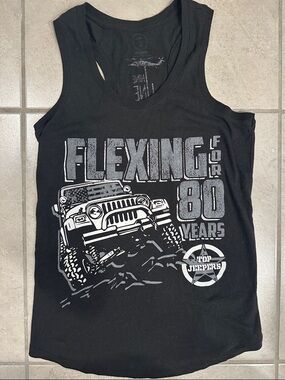 Black Graphic Tank Top - 'Flexing for 80 Years'